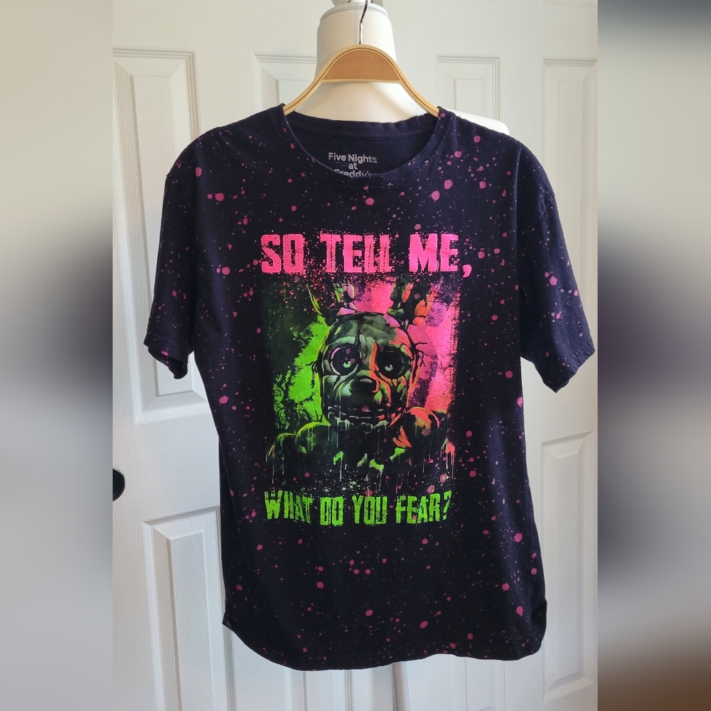 Five Nights At Freddy's Black Graphic T-Shirt Featuring Springtrap, Men's Large